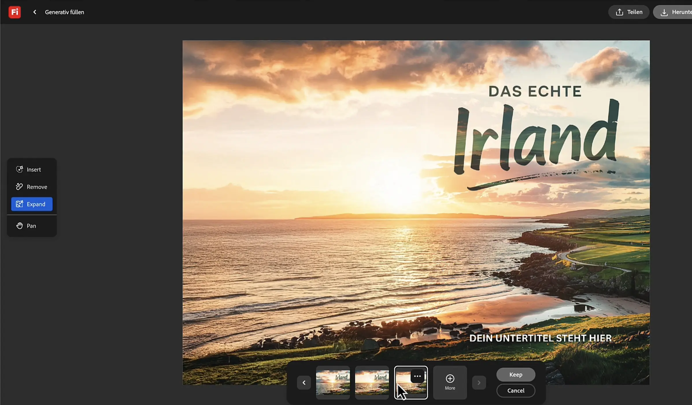 Erweitertes Cover in Adobe Firefly