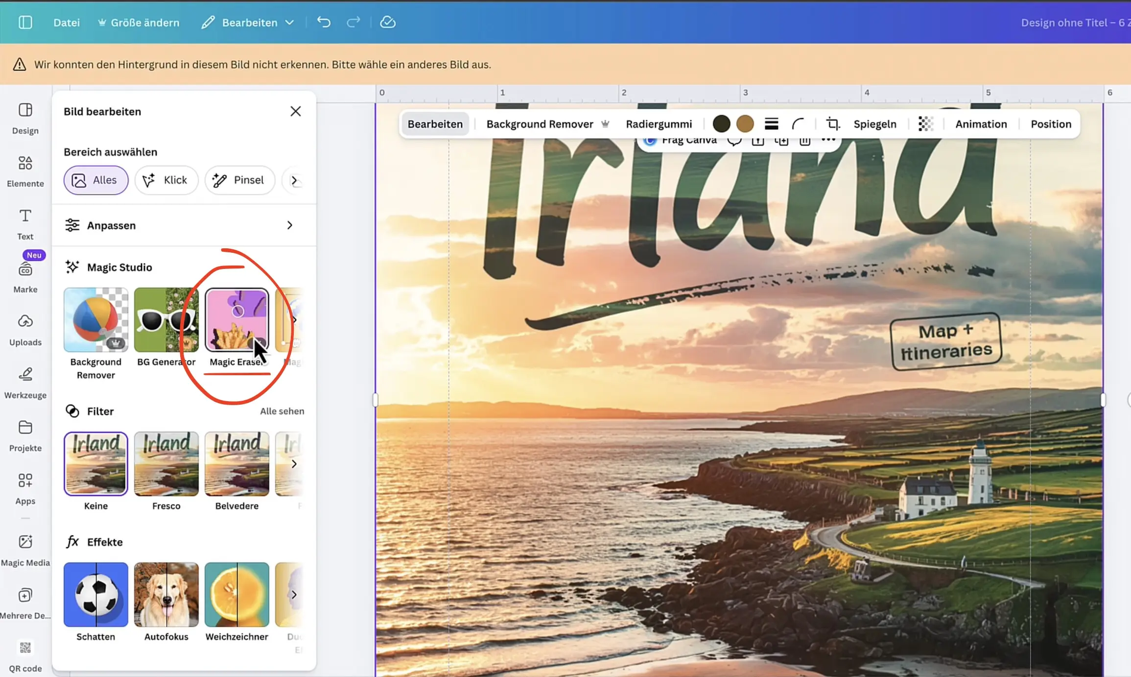 Canva Benutzung des Magic Eraser
