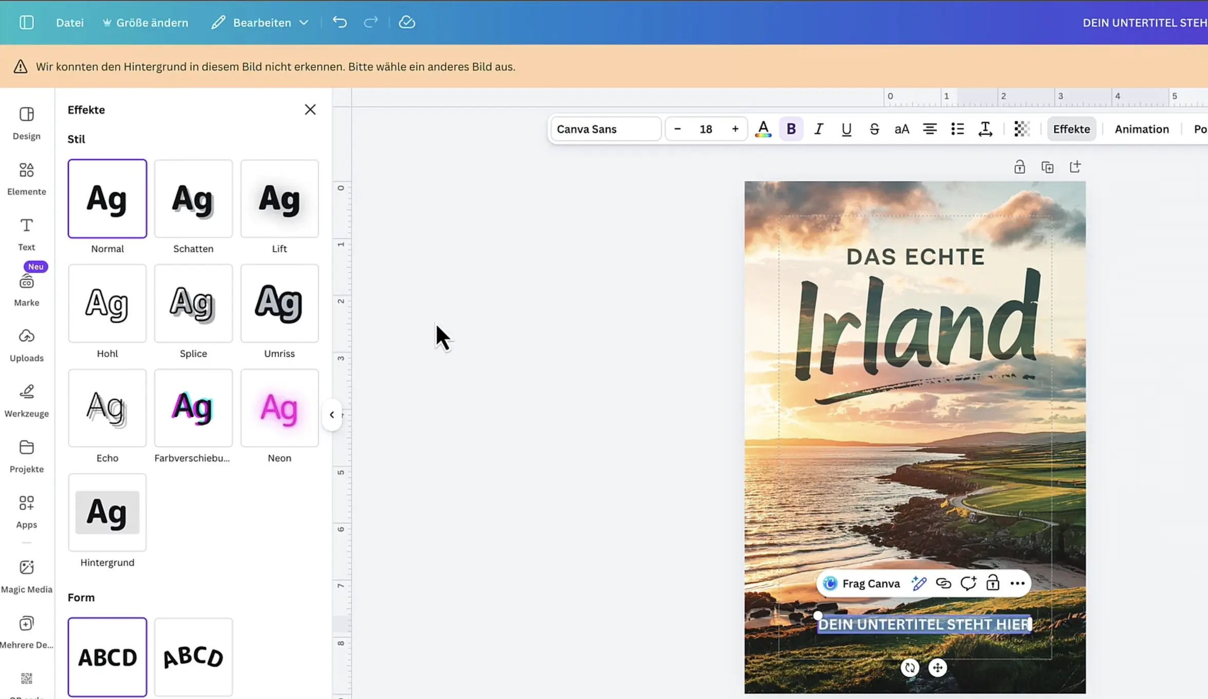 Mit Canva den Untertitel auf dem Cover platzieren
